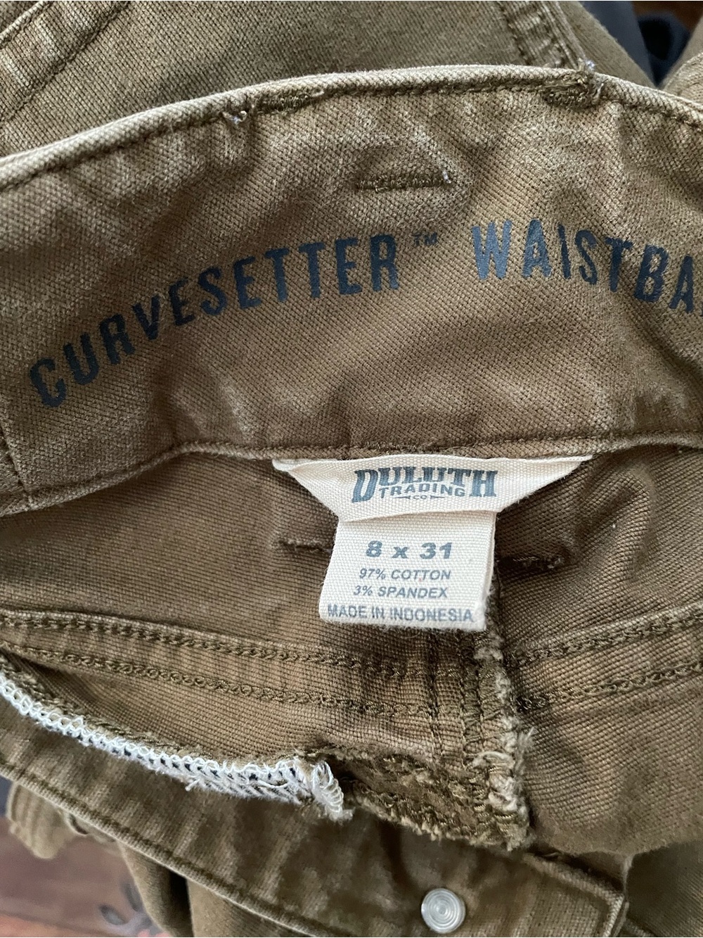 Duluth Fire Hose Cargo Work Pants, Size 8x31, Yellowish Olive - Picture 6 of 6